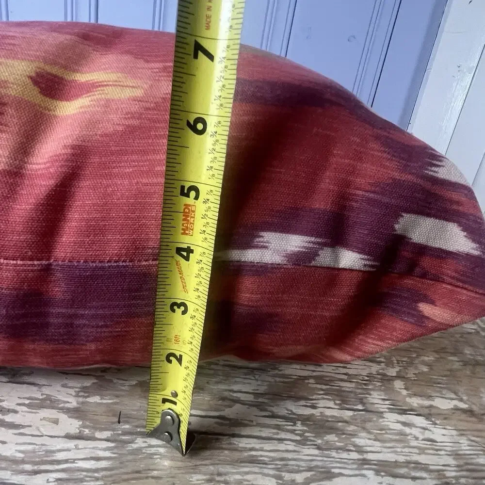 Pottery Barn Ikat Lumbar Pillow 26x18 Boho Global Coral Accent Pillow Southwest